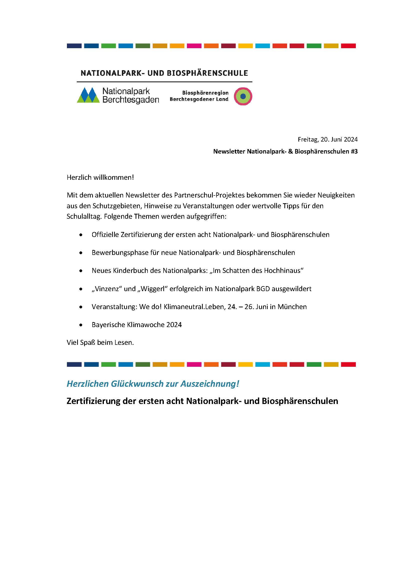 3. Newsletter des Nationalparks Berchtesgaden und der Biosphärenregion Berchtesgadener Land